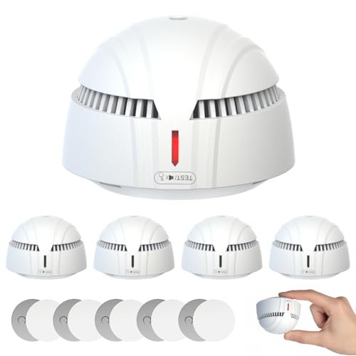 DAYTECH Mini Detecteur de Fumée avec 10 Ans Pile– Installation Facile Alarme Incendie détecteur fumée sans Percage avec Support Magnétique, Idéal pour...
