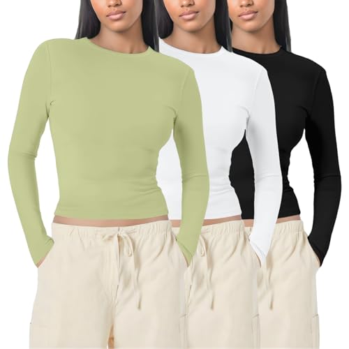 T-shirt manches longues femme col rond extensible pour l'automne