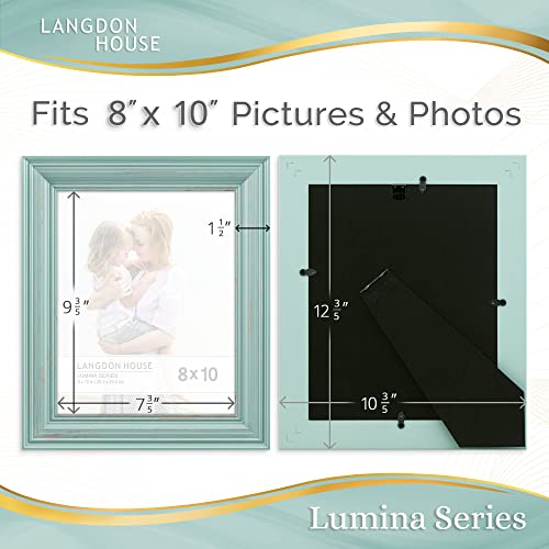 Langdon House 8X10 Real Wood Picture Frames (2 Pack, Eggshell Blue - Gold Accents), Wooden Photo Frame 8 X 10, Wall Mount Or Table Top, Lumina Collection #TOP2