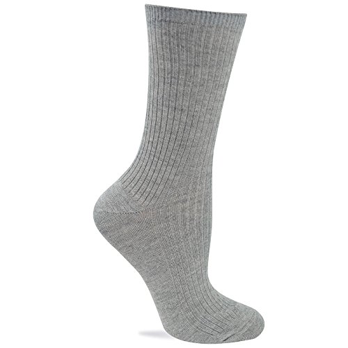 Hot Sox Women's Cashmere Rib Crew Socks, Light Grey, Shoe Size: 4-10