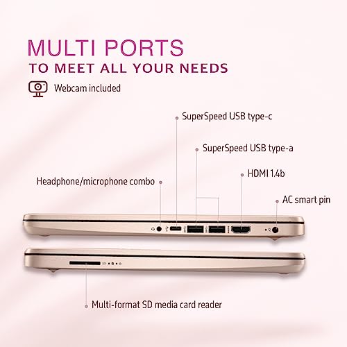 Hp 2022 Stream 14" Hd Brightview Laptop, Intel Celeron N4120, 16Gb Ram, 64Gb Ssd, Intel Hd Graphics, 720P Webcam, 1 Year Office 365, Gold, Win 11, 32Gb Snowbell Usb Card #TOP4