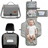 UBRAVOO Portable Diaper Changing Pad - Baby Diaper Changer Travel Bag with Wipes Pocket, Smart Design Portable Changing Mat, Infant Travel Station Kit, Gift for Newborn Girl & Boy (Grey)