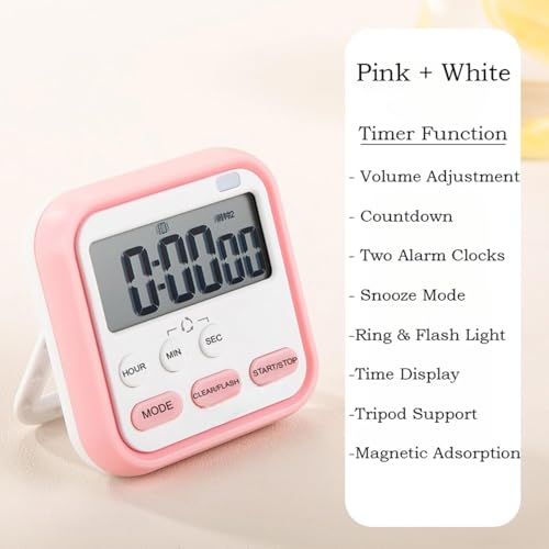 Image of Digital Kitchen Timer & Stopwatch, Large Digit Countdown, Loud Alarm Clock with Back Magnetic Retractable Stand for Cooking,Baking, Study Table, Office, Gym, Athlete and Student Accessories