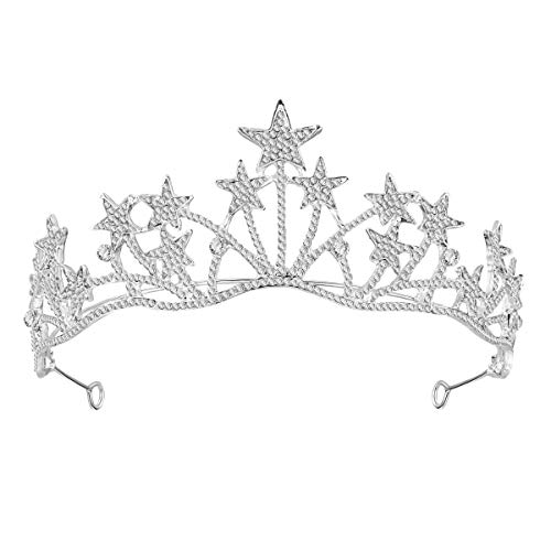 Tiara con cristales de estrás y corona de estrella para novia