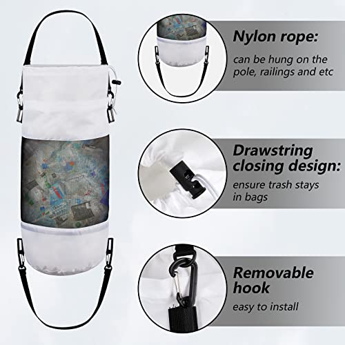 Boat Trash Bags, 3 Pack Medium Hoop Mesh Trash Bags, Sea Hunt Boats Trash Container Boat Garbage Container Portable Boat Cabin Storage For Boat Kayak Fishing Men Women (Black, Gray, White) #TOP4