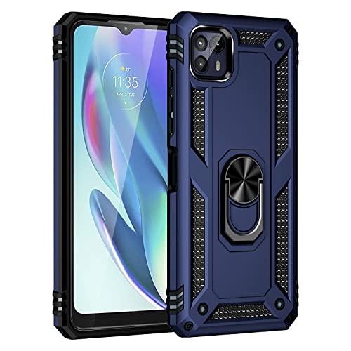 BestST Funda para Motorola Moto G50 5G,+ HD Protector de Pantalla, Robusta Carcasa Híbrida TPU PC de Doble Capa Anti-arañazos Caso con Anillo Soporte,Azul