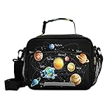Space Galaxy Kids Lunch Bags Solar System Planets Lunch Box Insulated Cooler Bag Reusable Organizer