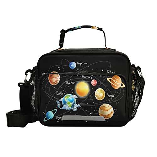 Space Galaxy Kids Lunch Bags Solar System Planets Lunch Box Insulated Cooler Bag Reusable Organizer Tote Bags With Adjustable Shoulder Strap For Girls Boys Women Men School Work Picnic Beach Sporting #TOP17