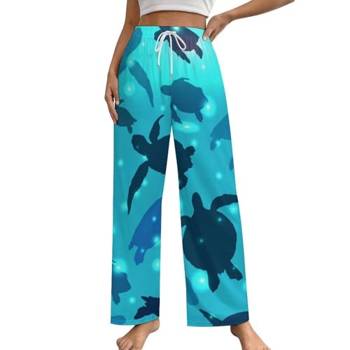 Pantalon de nuit femme imprimé tortue bas de pyjama taille S