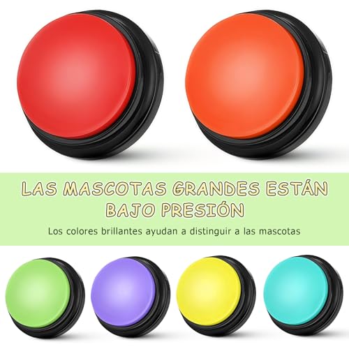 MFUSUL 6 Piezas Botones para Perros de Comunicación, Buzzers con Botones de 30 Segundos Grabación, Juguetes Educativos para Perros, Aplica a Mascotas y Juego Interactivo - imagen 5