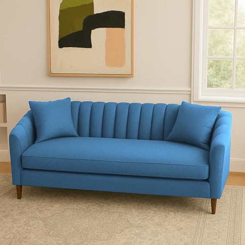 Image of Casaliving Doraldo 3 Seater Sofa Set for Living Room (Turquise Colour Fabric) Premium Fabric Sofa Set for Living Room & Hall | Office Room