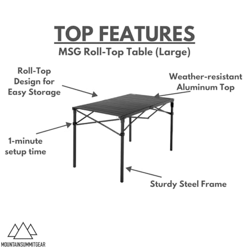 Heavy-Duty-Roll-Top-Table-for-Camping-Large-Portable-Aluminum-Top-Folding-Table-with-Steel-Frame-by-Caddis-Sports Heavy Duty Roll Top Table for Camping Large Portable Aluminum Top Folding Table with Steel Frame by Caddis Sports
