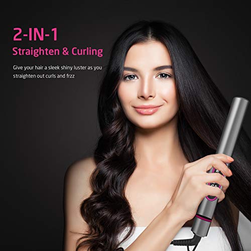 Hair Straightener and Curler 2 in 1,GOOLEEN Flat Iron for Hair Styling,1 Inch Extra-Long Tourmaline Ceramic Titanium Plate,Fast Heat Straightening Curling Iron,LCD Display Adjustable Temp 290-450℉ - Thumbnail 2