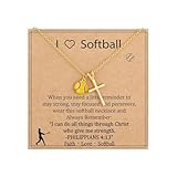XFSRG Softball Halskette Modische Verstellbare Sport-Kruzifix-Anhänger Kette mit Karten Schlüsselbein Kette Sportschmuck Geschenke für Teenager Mädchen Jungen (Softball)