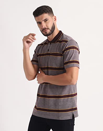 Image of INKKR Striped Men Polo Neck Half Sleeve T-Shirt