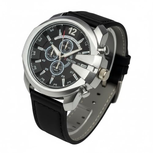 Image of Modern Armor Chronograph Wrist Watch for Men | Heavy Dial Stylish Analog Watch | Premium Black Metal Strap | Available in Black & White Dial inch