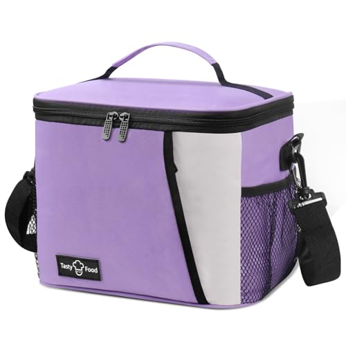 TIECHI Insulated Lunch Bag, Large Lunch Bag for Women Men Adults, Leakproof Cool Bag Lunch Box Kids with Adjustable Shoulder for Work Beach Picnic Camping School (Purple)