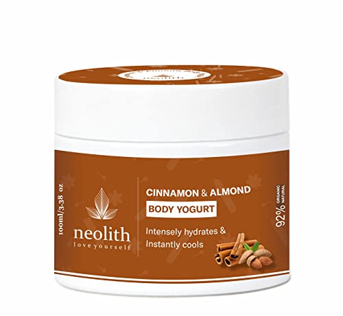 Neolith Cinnamon Almond Body Yogurt | Light weight, Non sticky, Hydrating, Nourishing, Soothing | 92% Organic & Natural,Vegan | No Parabens, No Mineral oils, No Synthetics