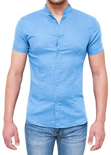 Chemise en lin homme bleu Evoga en fibre naturelle premium