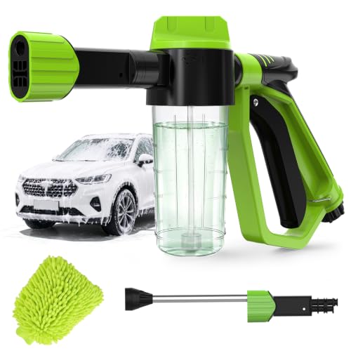 YASHINE Car Wash Foam Gun Kit for Garden Hose, Foam Cannon Soap Sprayer Kit with Microfiber Wash