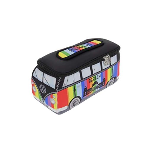 BRISA VW Collection - Neceser de maquillaje universal Volkswagen de neopreno con diseño T1 Bulli Bus (Berlin/colorido/grande)