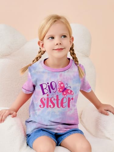 Image of Funnycokid Big Sister Shirts for Girls Pregnancy Announcement Toddler Promoted to T-Shirt 1-7 Years