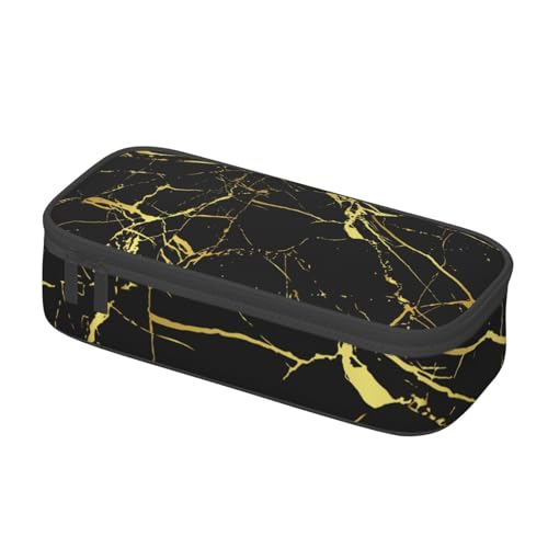 Image of Gold Black Marble Pencil Case Organizer Big Capacity Pencil Pouch Stationery With Zipper School Supplies Pencil Bag For Girls Boys Office