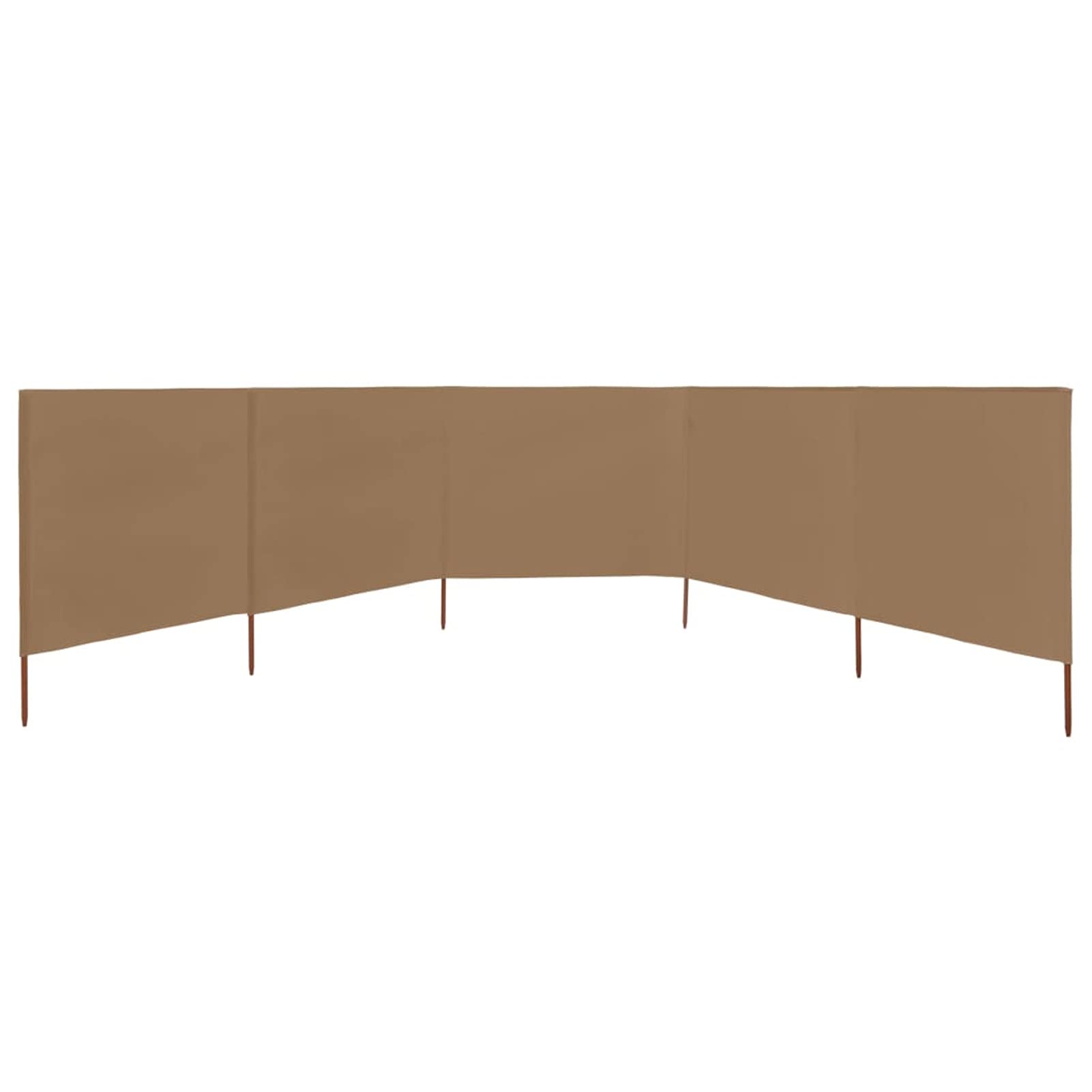 ShGaxin Paravento da spiaggia a 5 pannelli, tessuto grigio tortora, 600 x 160 cm, antivento da spiaggia, tenda da spiaggia