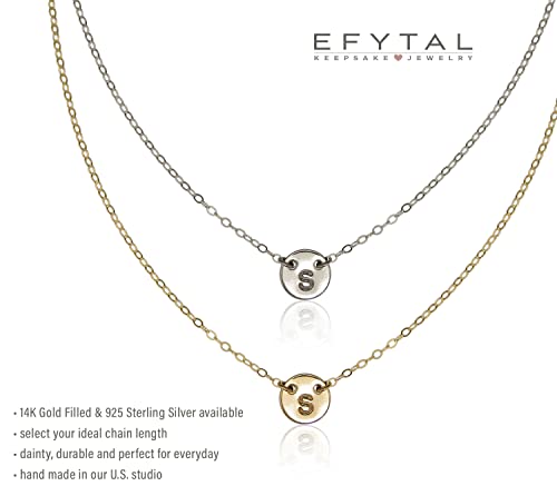 EFYTAL Initial Necklaces for Women, Tiny 14kt Gold Filled Custom Initial Necklace on Dainty 2 Hole Disc, Personalized Jewelry Gifts for Her - Image 3