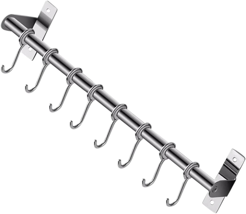 Garneck Wall Mounted Kitchen Hooks Rack Punch Stainless Steel Hanger Multifunctional Storage for Home Kitchen Bathroom Easy Installation Design Silver