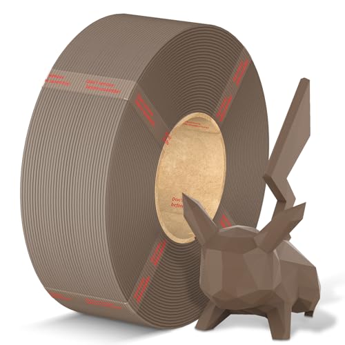 ANYCUBIC PLA Filament Refill, 1.75mm 3D Drucker Filament ohne Spule, Maßgenauigkeit +/- 0.02mm, passend zu den meisten wiederverwendbaren Spulen, 1KG Braun 1KG Spulenloses PLA Braun 1KG