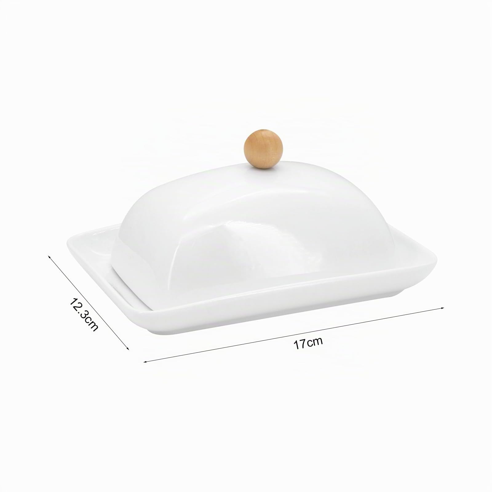 Burriera con coperchio e coltello, in ceramica con manico, in porcellana, per burro da 250 g di burro