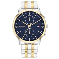 Tommy Hilfiger Men's Easton Two-Tone Steel Quartz Multi-function Watch, 1710432, Blue, 44 mm
