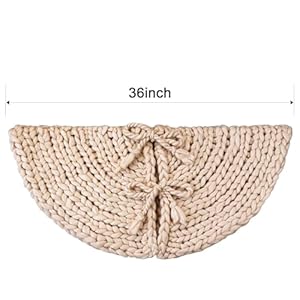 LimBridge Knitted Christmas Tree Skirt: 36 Inches Crochet Beige Tree Skirt, Chunky Knit Thick Rustic Christmas Tree Decorations, Farmhouse Christmas Decor Xmas Holiday Home Party Decorations LimBridge Knitted Christmas Tree Skirt 36 Inches Crochet Beige Tree Skirt Chunky Knit Thick Rustic Christmas Tree Decorations Farmhouse Christmas Decor Xmas Holiday Home Party Decorations