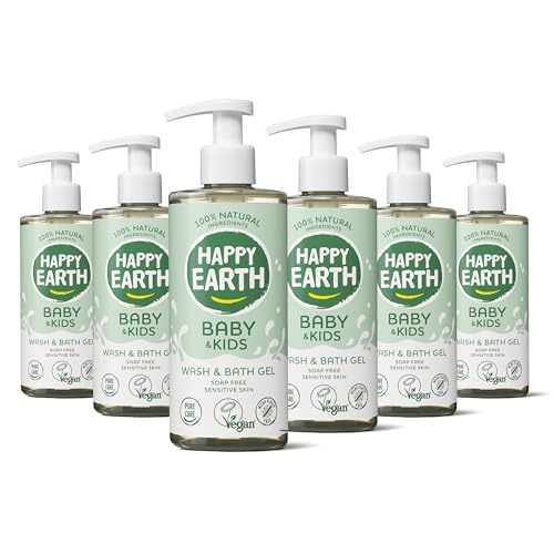 Happy Earth Baby Wasgel - Duschgel für Kinder - Für die Badewanne - 100% Natürliche Inhaltsstoffe & Vegan - Seifenfrei - 300 ML