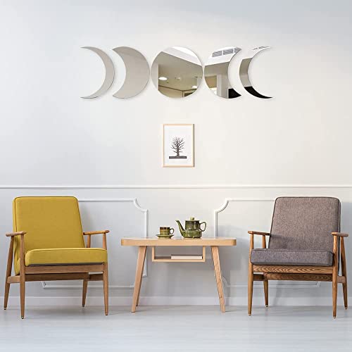 Mulaibdin Pegatina de espejo con diseño de luna y espejo autoadhesivo, decoración de pared, estilo escandinavo, decoración del hogar para dormitorio, salón, oficina, apartamento, dormitorio Cover