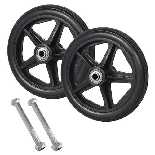 KYSUN - KYSUN Lot de 2 Fauteuil Roulant Roues de Rechange Solides, Roues Avant pour Fauteuil Roulant, Roue de Déambulateur, Roue de Remplacement Solides de 15CM, Antidérapants