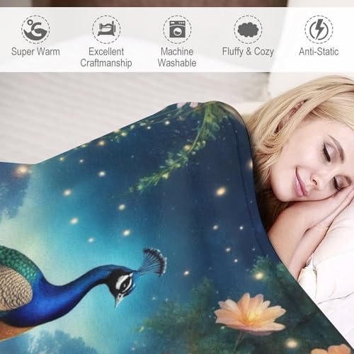 Couverture polaire flannel paon couvre-lit élégant et linge de lit de qualité - 4