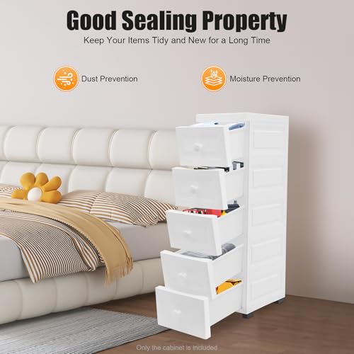 Carrito con cajones | Contenedor de plástico blanco | Carrito de baño | Hebilla antideslizante | Armario con cajones blanco con ruedas | Carro de cajón para baño, cocina, oficina, salón - imagen 3