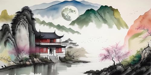 Ynulann Pintura diamante montanha 20 x 10 cm Diamond Painting kit completo casa Paint by Numbers Adult grande bordado ponto cruz pintura com diamantes para decoração parede casa presente 8 x 4