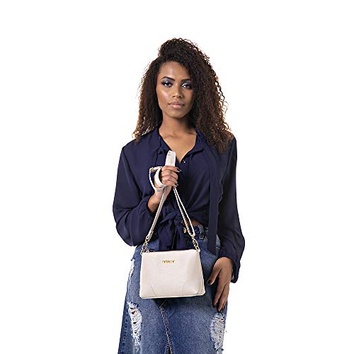 Kit 2 Bolsas e Carteira Branco, Feminino - Dhaffy Bolsas