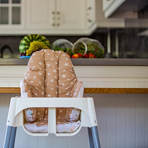 Image of Cushion - Washable & Reversible One-Piece Cotton Seat Pad for IKEA High Chair Accessories, Compatible with Antilop (Brown Rainbow)