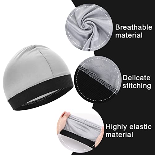 4 Pieces Kids Satin Wave Cap Unisex Kid Beanie Cap Wave Wide Strap Skull Caps Football Sports Wicking Cap Running Hat For Boys And Girls #TOP2