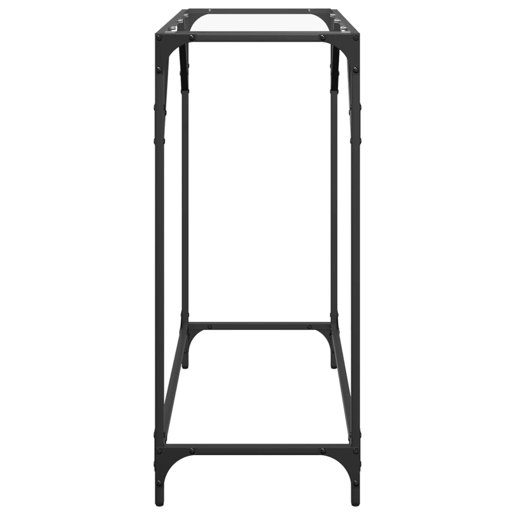 Stolik konsolowy ze szklanym blatem, przezroczysty, 80 x 35 x 81 cm, stalowy stelaż, stabilny, nowoczesny, do korytarza, salonu i jadalni, do przechowywania