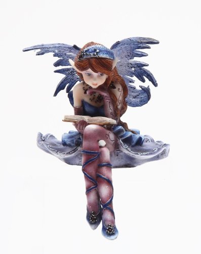 4 Inch Purple Fairy Sitting and Reading a Book Statue Figurine
