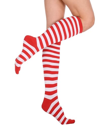 Image of Women's Knee High Athletic Socks Casual Stripes Tube Socks Outdoor Sport Socks