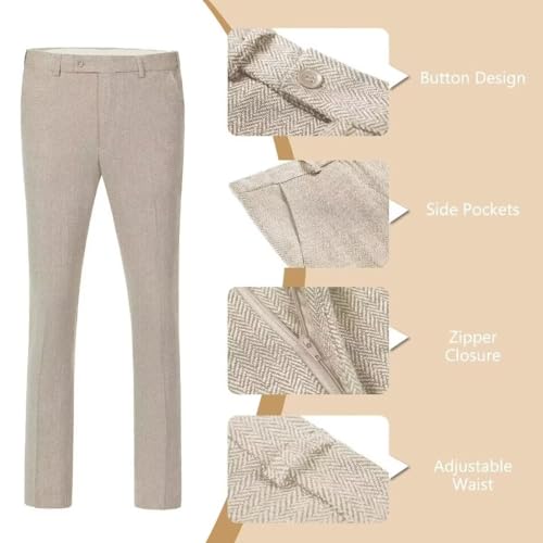 Retro 3 Piece Mens Trench Coats Wools Herringbone Tweed Winter Long Blazer Vest Pants Men Lapel Collar Peacoat Set4