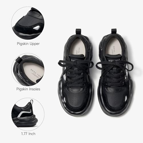 BEAU TODAY Chunky Sneakers for Women, Womens Fashion Sneakers, Breathable Comfort Casual Tennis Shoes, Lightweight Lace-up Sneakers for Travel Gym Work4