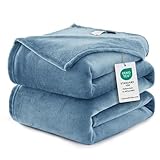 WAVVE Manta Franela para Cama 135/150, Manta Grande para Sofá 220x240 cm, Sobrecama Suave, Cálida, Transpirable (240x220 cm, Gris Azul)