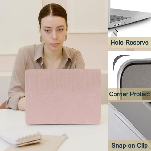 Funda rígida para MacBook Air 13 M2 M3 M4 de piel con protector de teclado 4